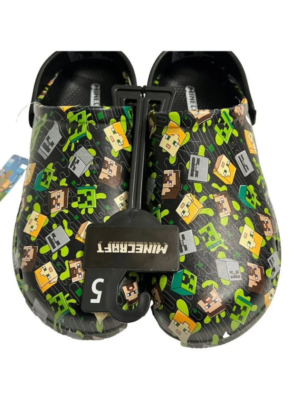 Minecraft Boys EVA Clogs Slip-On Shoes Sz 5 Creeper Steve Alex Skeleton NWT